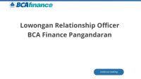 Lowongan Relationship Officer BCA Finance Pangandaran