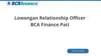 Lowongan Relationship Officer BCA Finance Pati