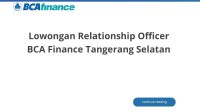 Lowongan Relationship Officer BCA Finance Tangerang Selatan