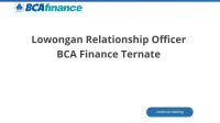 Lowongan Relationship Officer BCA Finance Ternate